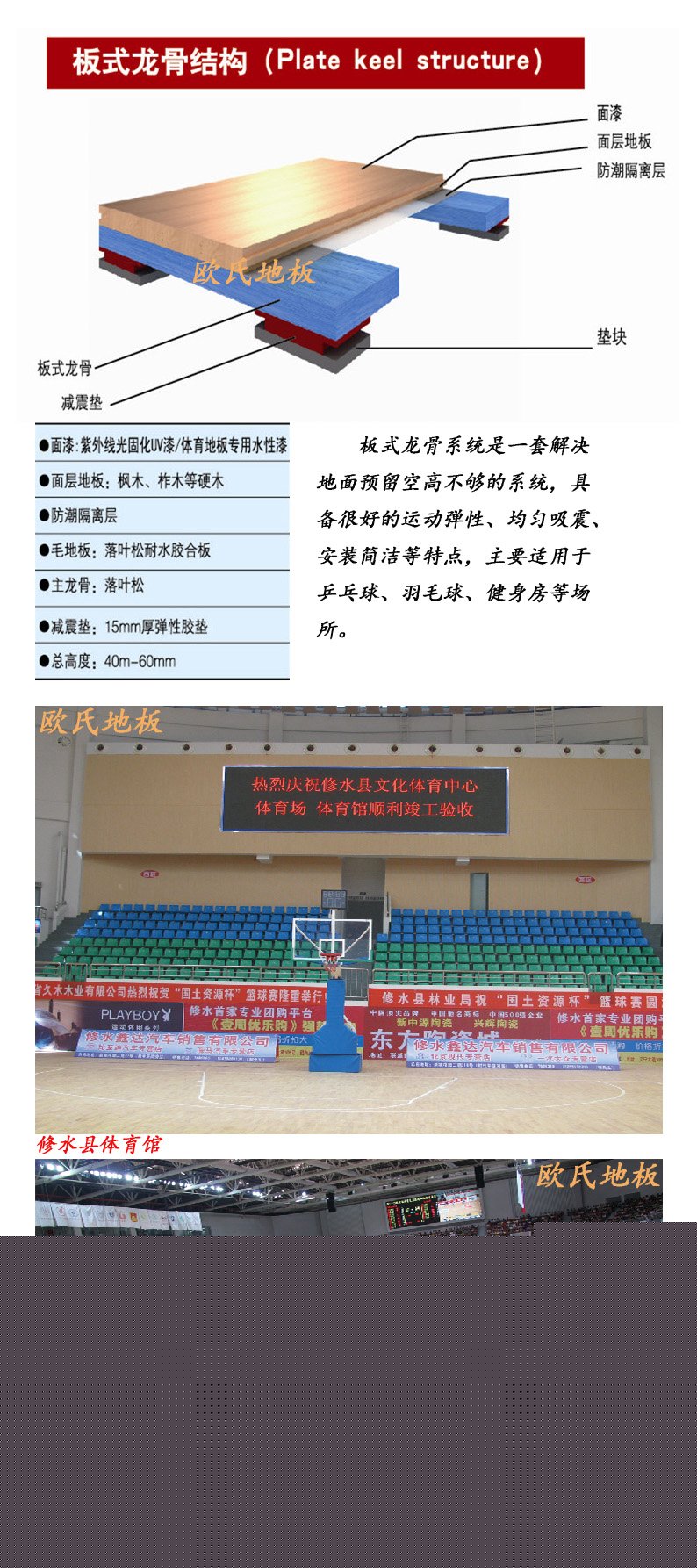 運動木地板板式龍骨結構